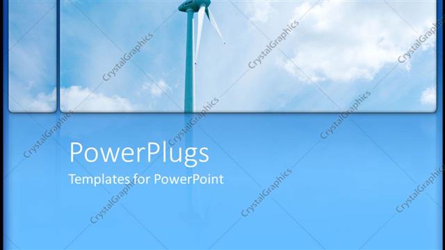 Presentation with turbine - Large wind turbine against bright blue sky
