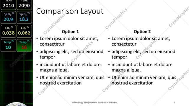 Comparison presentation slide layout