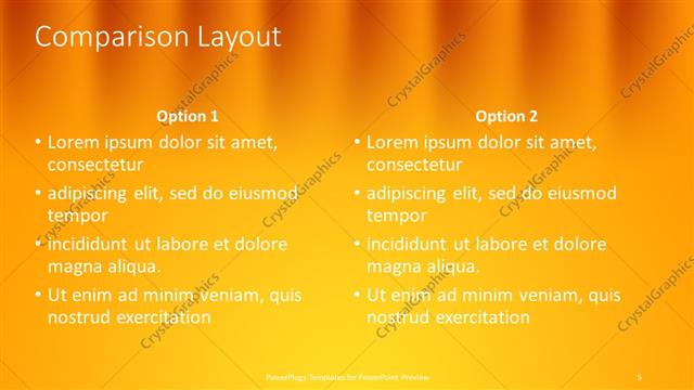 Comparison presentation slide layout