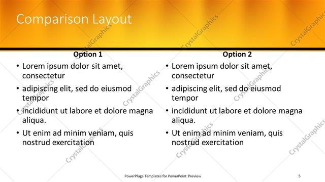 Comparison presentation slide layout
