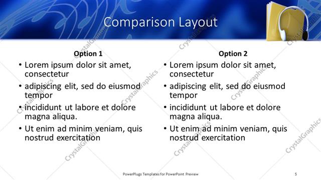 Comparison presentation slide layout