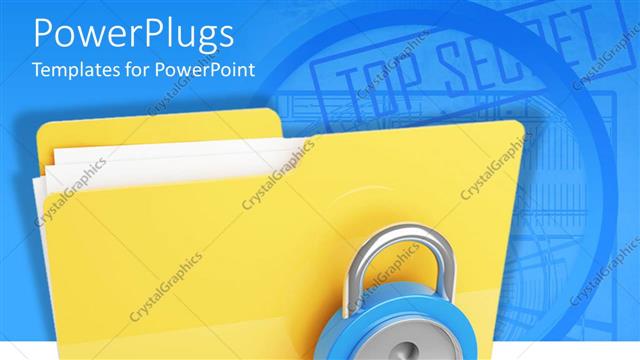  Presentation with metal - Large yellow folder with a metal pad lock in front