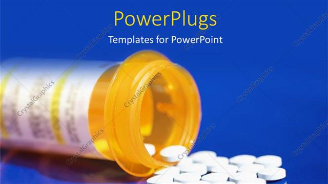  Presentation with bottle - A large yellow prescription?bottle with pills in it