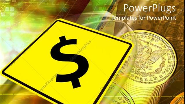  Presentation with sing - A large yellow sign post with a dollar sing on it