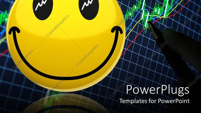  Presentation with upwards - Large yellow smiley face with white upwards pointing arrows in eyes