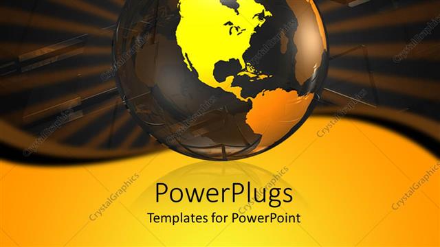  Presentation with black yellow - A large yellow transparent globe on a black background