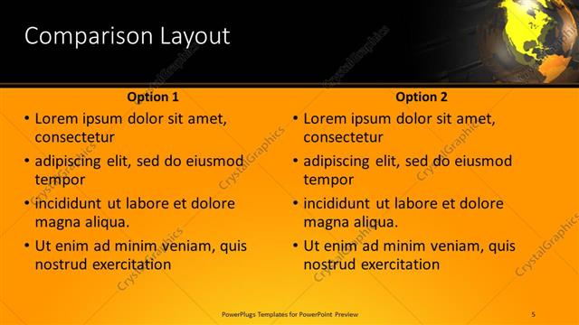 Comparison presentation slide layout