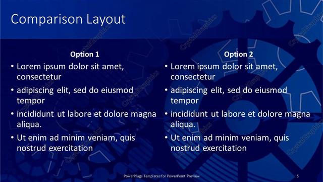 Comparison presentation slide layout