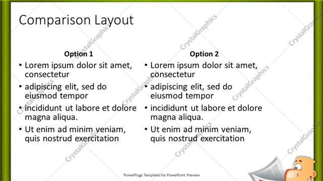 Comparison presentation slide layout