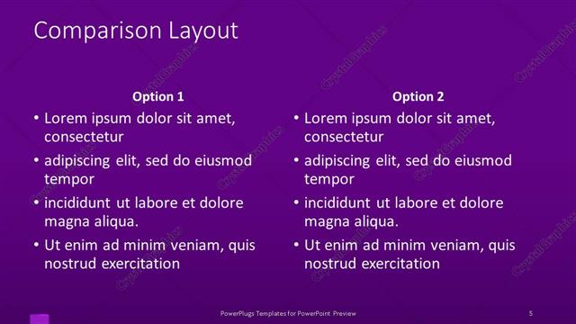 Comparison presentation slide layout