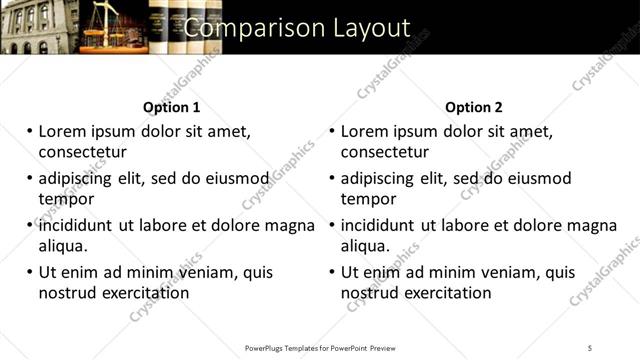 Comparison presentation slide layout