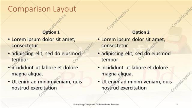 Comparison presentation slide layout