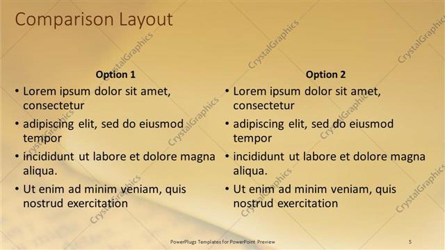 Comparison presentation slide layout