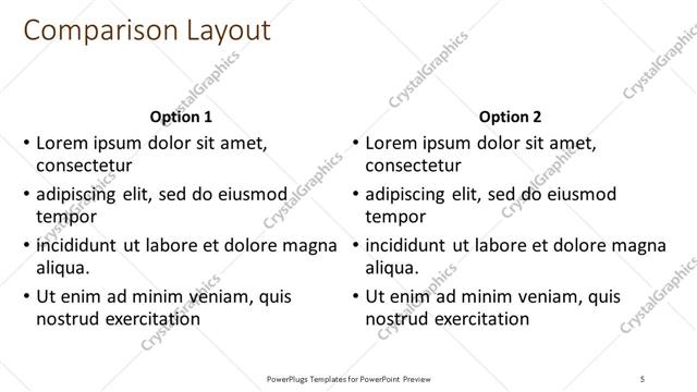 Comparison presentation slide layout