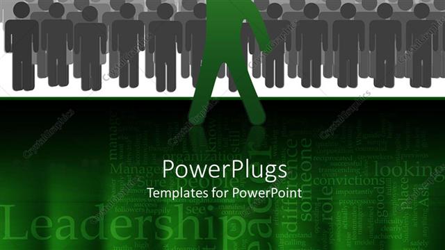  Presentation with crowd - Leader in green stands out in front of crowd