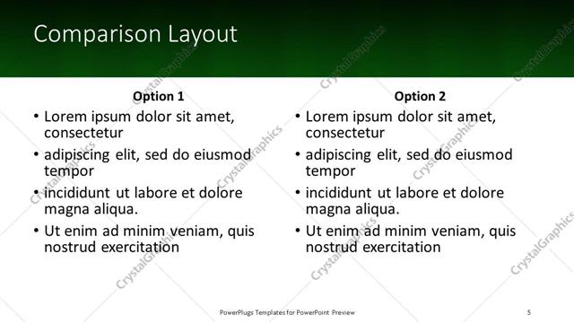 Comparison presentation slide layout