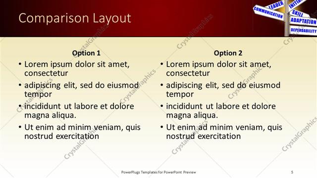 Comparison presentation slide layout