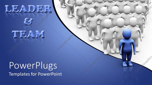  Presentation with team leader - Leader and team theme with white people and blue leader, business, leadership,? management