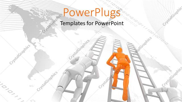  Presentation with business leaders - Leaders with 3D characters climbing and a world map background