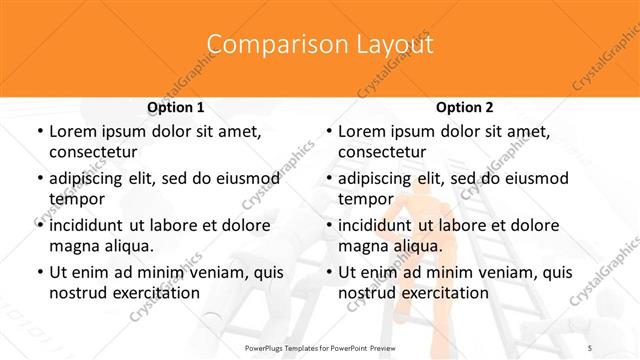 Comparison presentation slide layout
