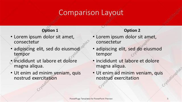Comparison presentation slide layout