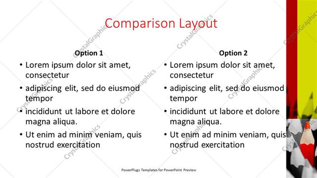 Comparison presentation slide layout