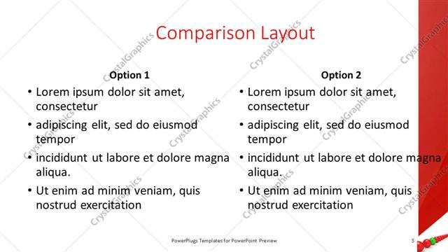Comparison presentation slide layout