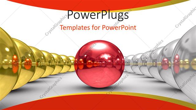  Presentation with leader - Red sphere between two rows of chrome and chrome spheres