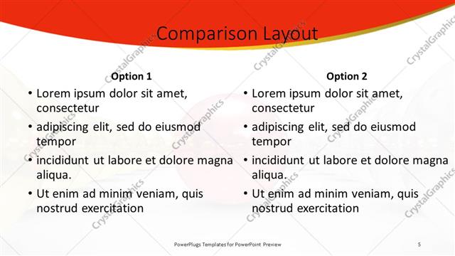 Comparison presentation slide layout