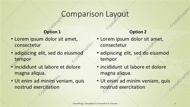 Comparison presentation slide layout