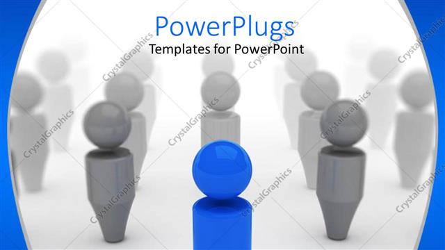  Presentation with crowd - Leadership depiction as blue person stand out from crowd