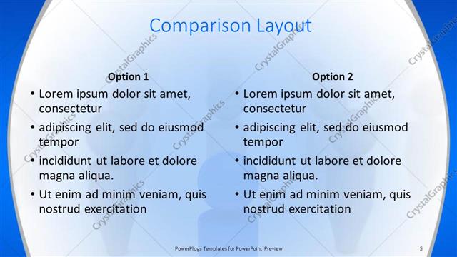 Comparison presentation slide layout