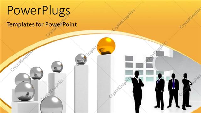  Presentation with bar - Leadership depiction with business team and balls on bar chart