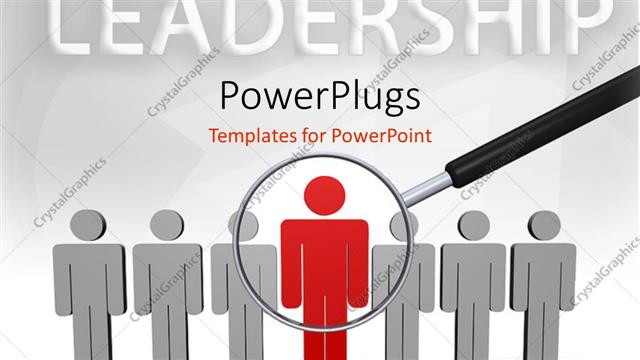  Presentation with magnifying glass - Leadership depiction with large magnifying glass over row of people