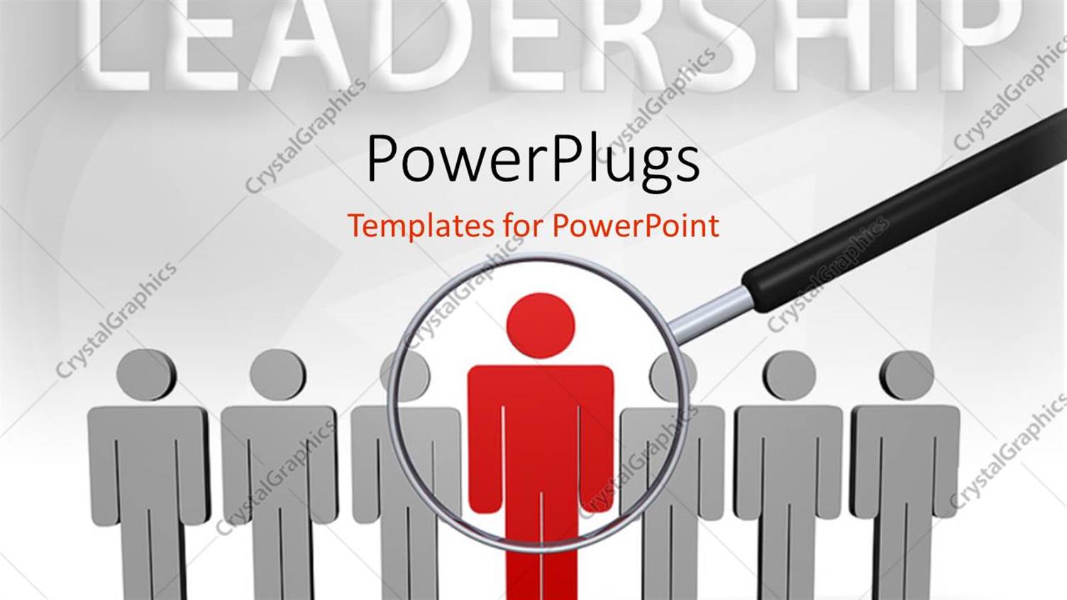 Featuring Leadership Depiction with large Magnifying Glass Over Row of People