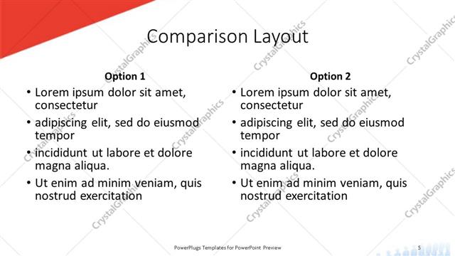 Comparison presentation slide layout