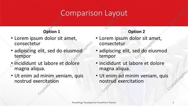 Comparison presentation slide layout
