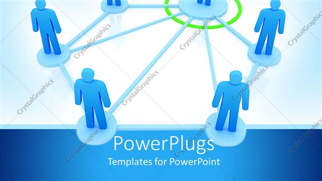  Presentation with management - Leadership management network metaphor with man connected to five men