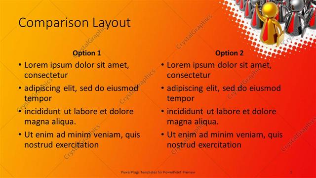 Comparison presentation slide layout