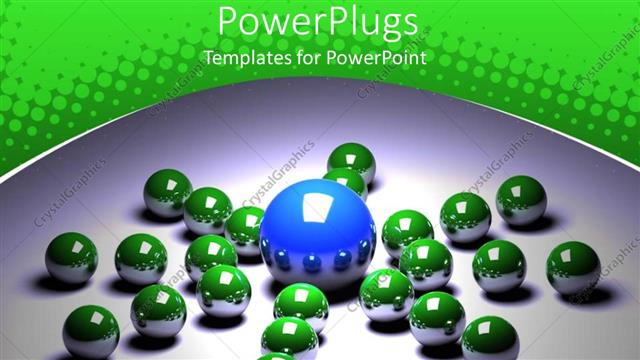  Presentation with leader - Leadership metaphor with large blue ball surrounded by small green balls