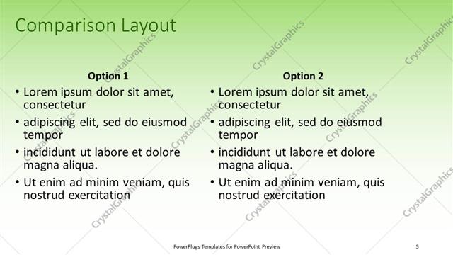 Comparison presentation slide layout