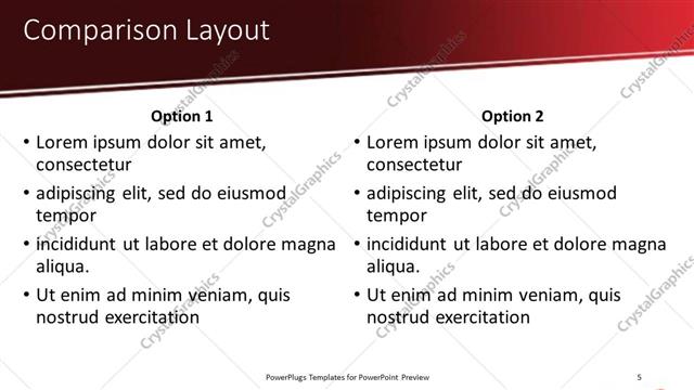 Comparison presentation slide layout