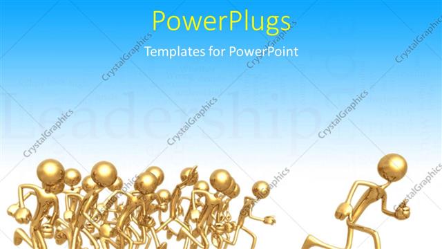  Presentation with team leadership - Leadership theme with gold plated leader ahead of team