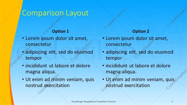 Comparison presentation slide layout