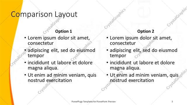 Comparison presentation slide layout