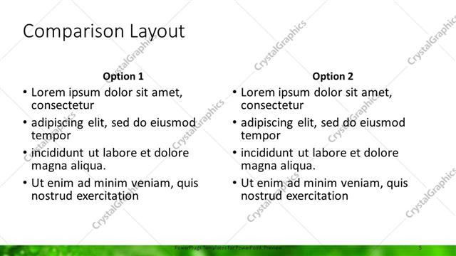 Comparison presentation slide layout