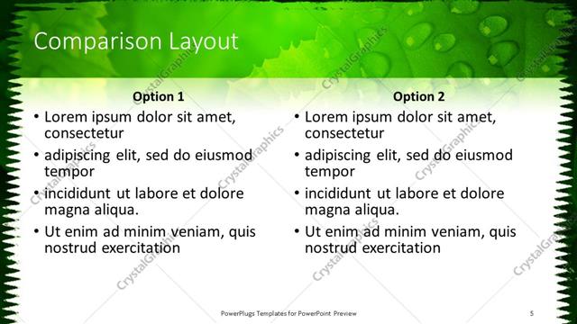 Comparison presentation slide layout