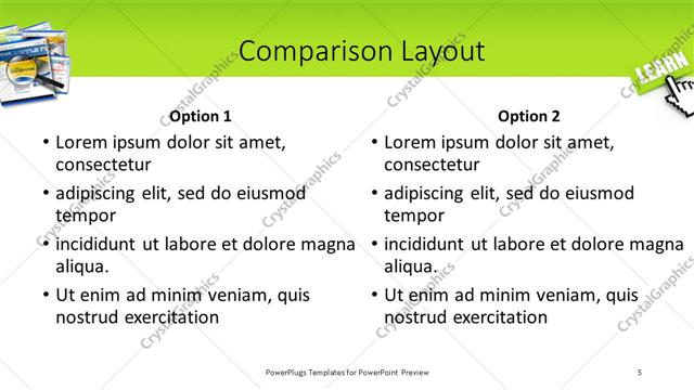Comparison presentation slide layout