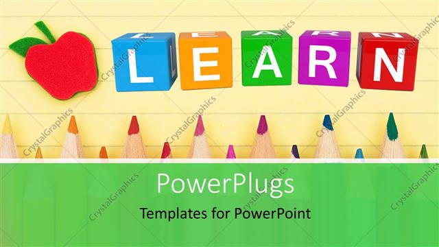  Presentation with learn - Back to school depiction with colorful learn cubes and pencils