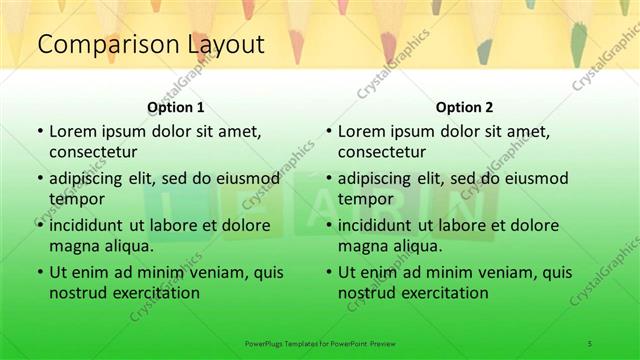 Comparison presentation slide layout